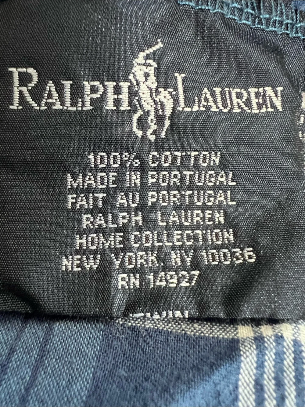 Vtg Ralph Lauren TWIN Sweetwater Blue Plaid Fitted Sheet Americana Farmhouse
